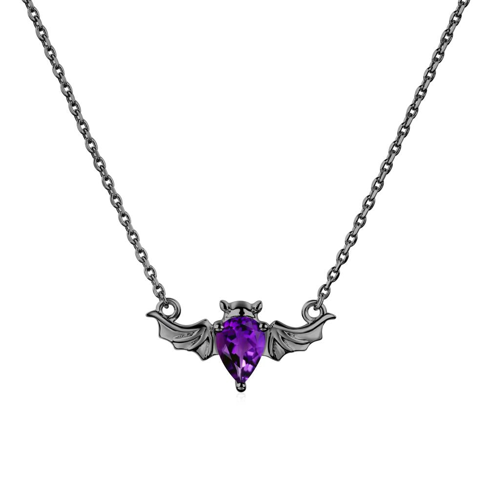 Amethyst Bat Necklace - LUO Jewelry #metal_black finish sterling silver