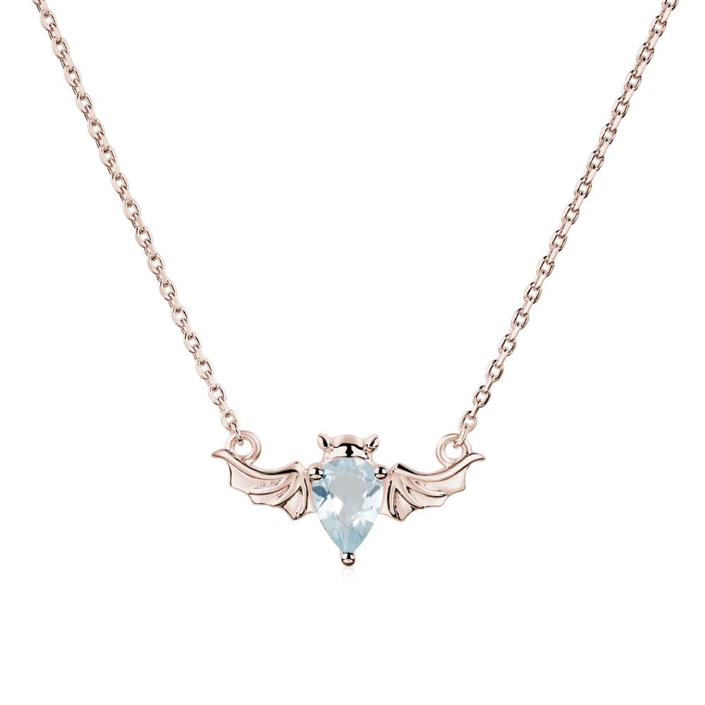 Aquamarine Bat Wing Necklace - LUO Jewelry #metal_14k rose gold