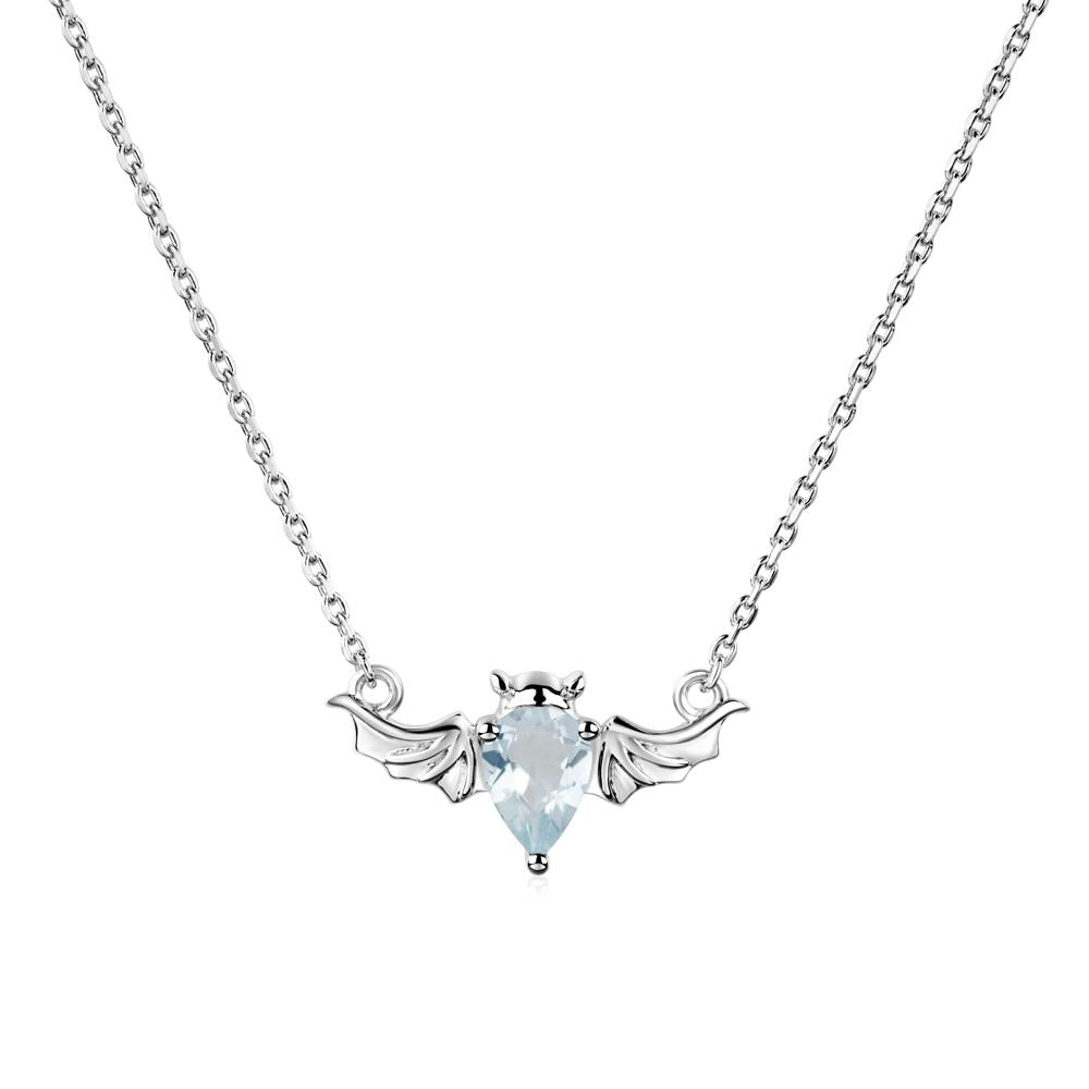 Aquamarine Bat Wing Necklace - LUO Jewelry #metal_14k white gold