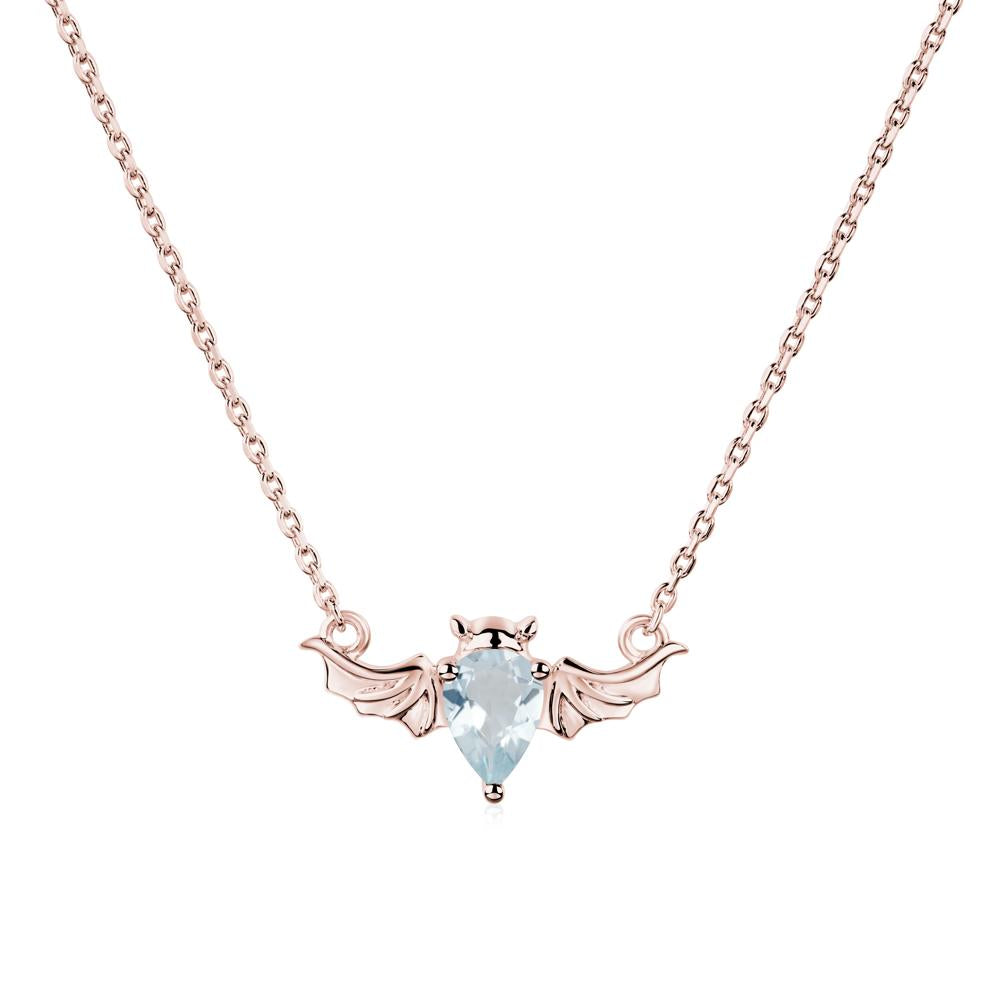 Aquamarine Bat Wing Necklace - LUO Jewelry #metal_18k rose gold