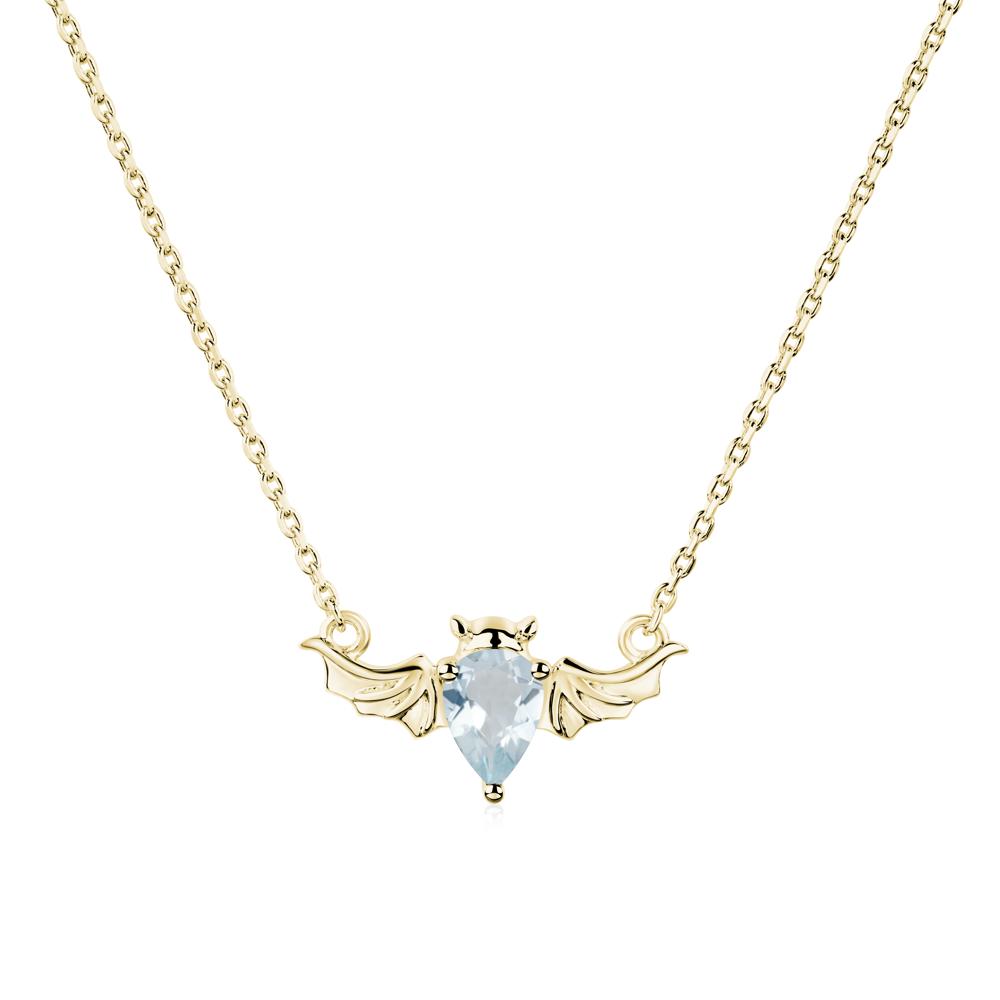 Aquamarine Bat Wing Necklace - LUO Jewelry #metal_18k yellow gold