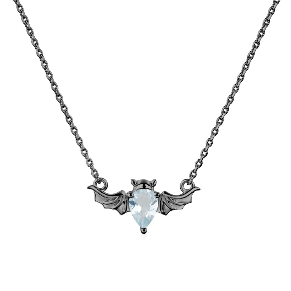 Aquamarine Bat Wing Necklace - LUO Jewelry #metal_black finish sterling silver