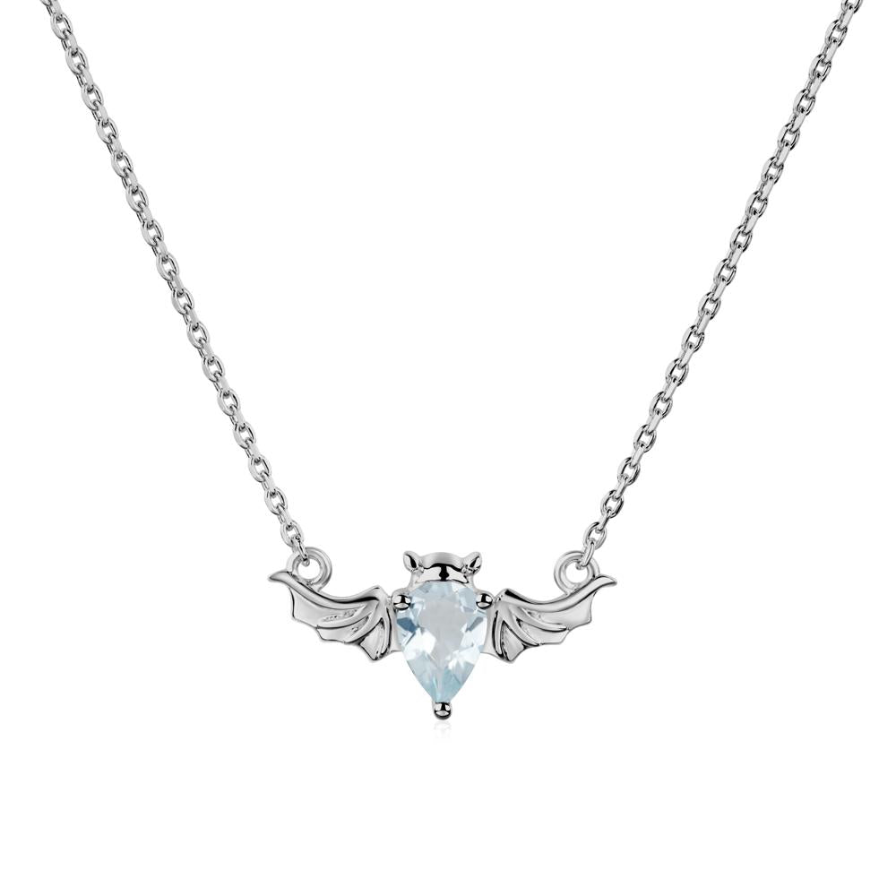 Aquamarine Bat Wing Necklace - LUO Jewelry #metal_platinum