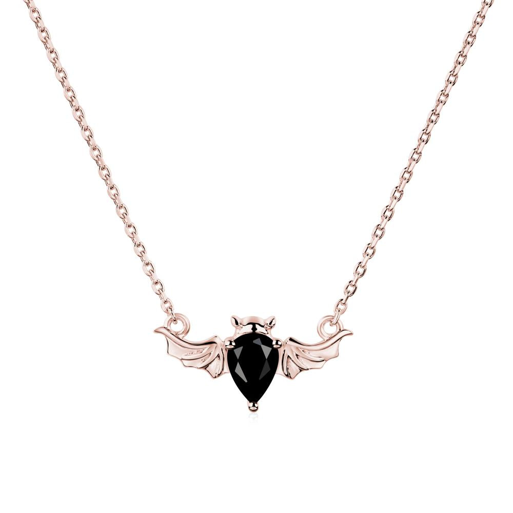 Black Spinel Bat Necklace Pendant - LUO Jewelry #metal_18k rose gold