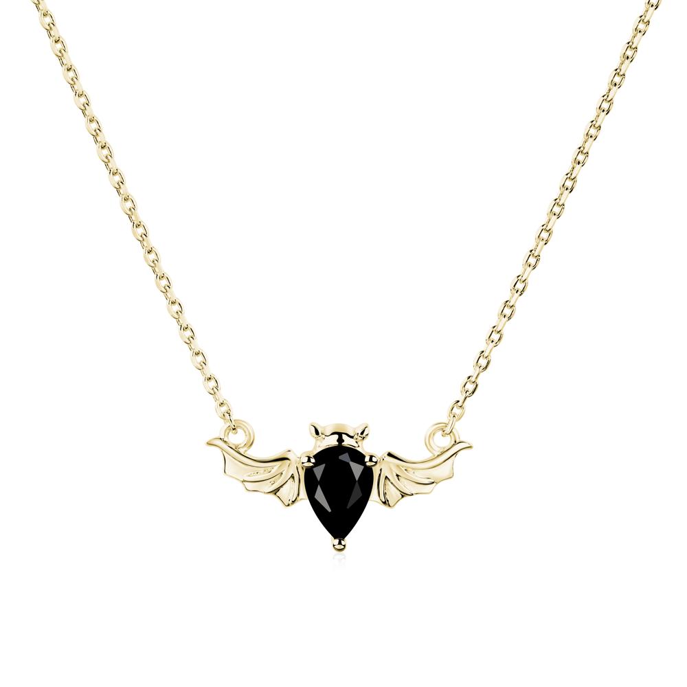 Black Spinel Bat Necklace Pendant - LUO Jewelry #metal_18k yellow gold