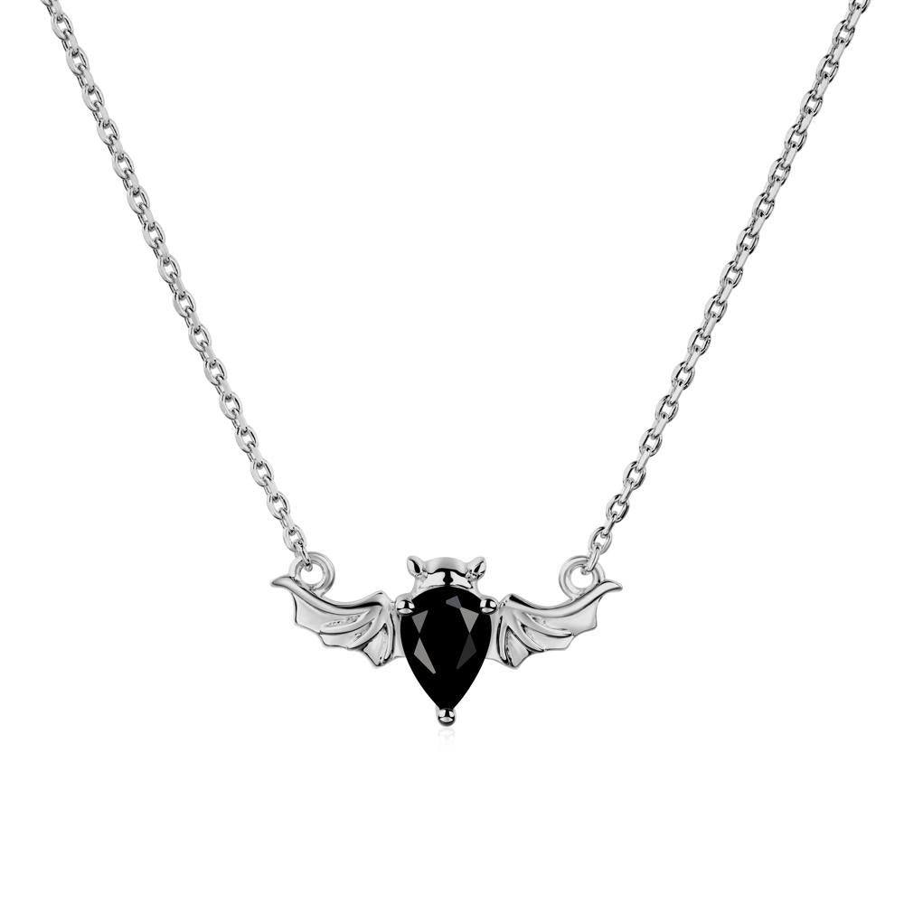 Black Spinel Bat Necklace Pendant - LUO Jewelry #metal_platinum