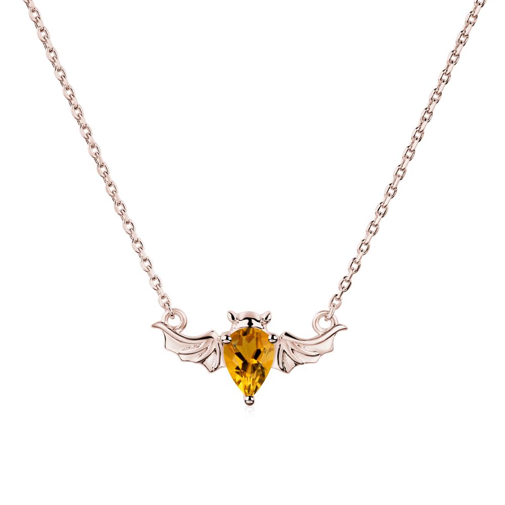 Citrine Bat Necklace - LUO Jewelry #metal_14k rose gold