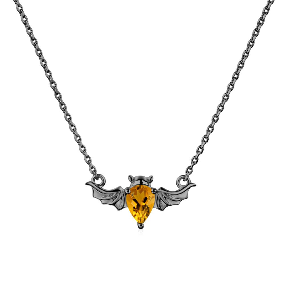 Citrine Bat Necklace - LUO Jewelry #metal_black finish sterling silver