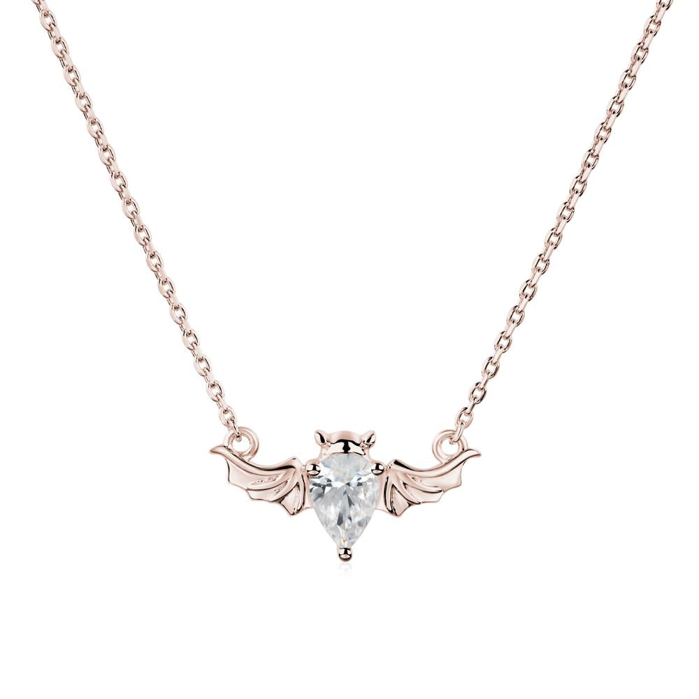 Cubic Zirconia Bat Wing Necklace - LUO Jewelry #metal_14k rose gold