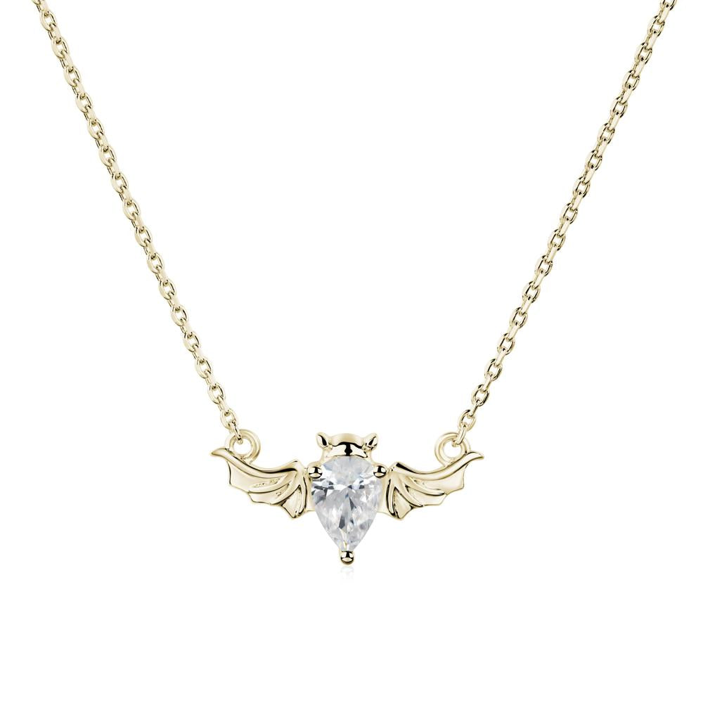 Cubic Zirconia Bat Wing Necklace - LUO Jewelry #metal_14k yellow gold