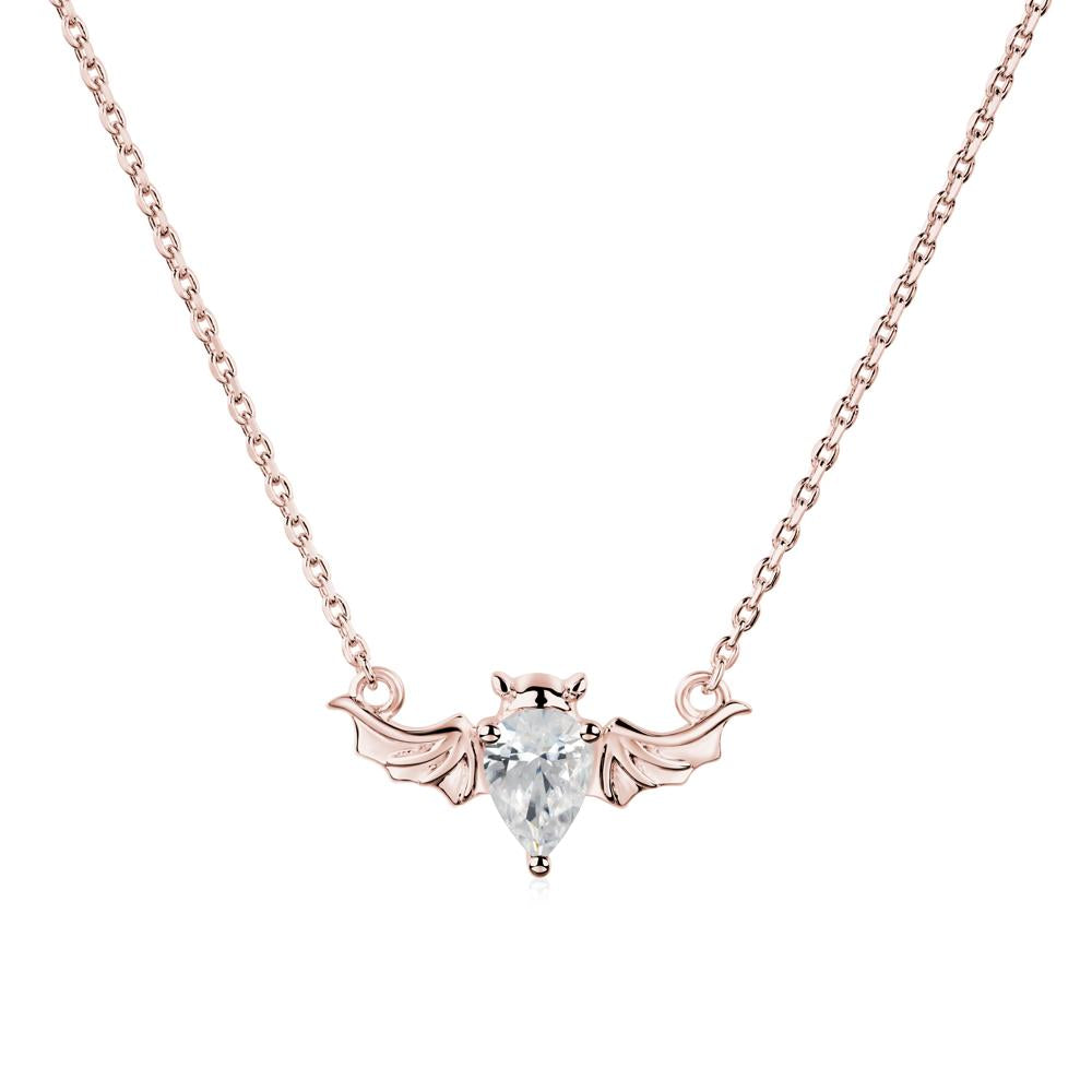 Cubic Zirconia Bat Wing Necklace - LUO Jewelry #metal_18k rose gold