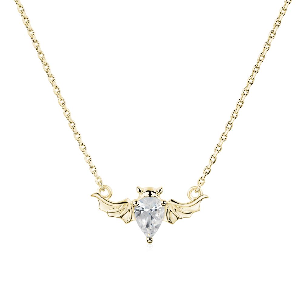 Cubic Zirconia Bat Wing Necklace - LUO Jewelry #metal_18k yellow gold