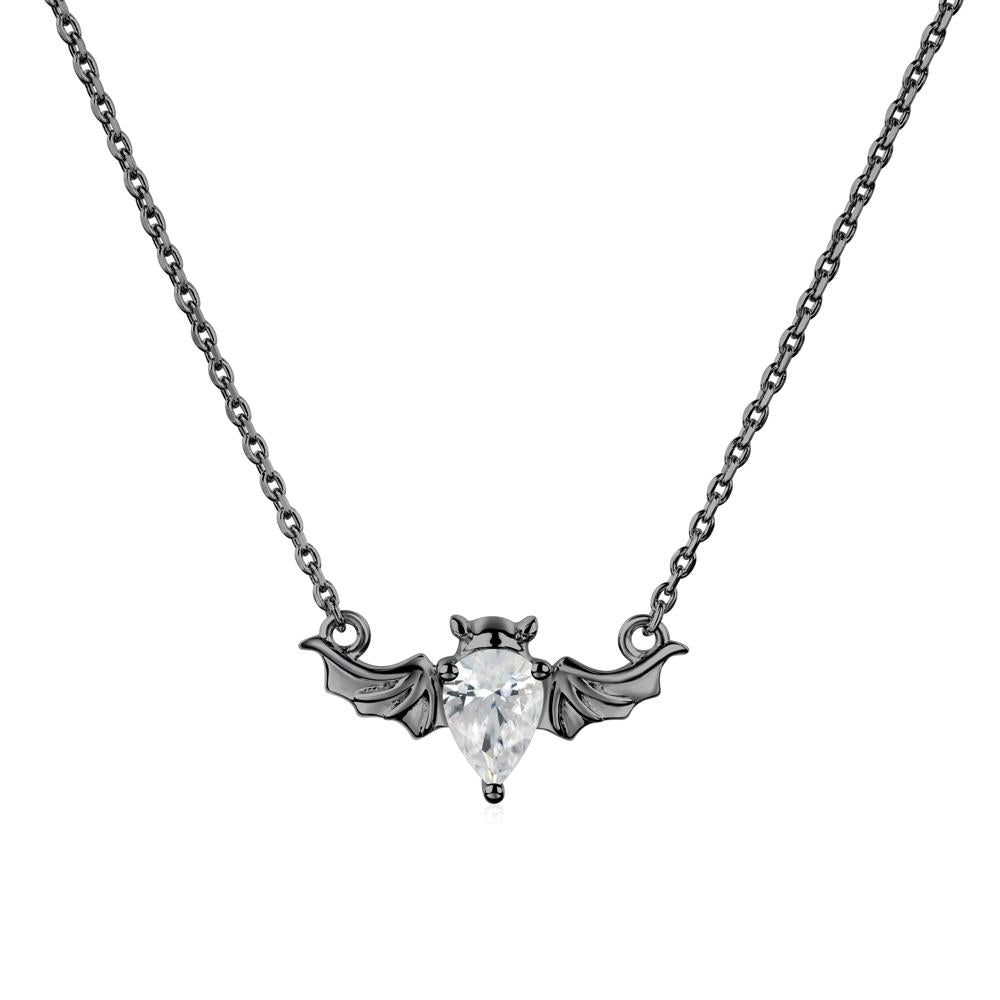 Cubic Zirconia Bat Wing Necklace - LUO Jewelry #metal_black finish sterling silver