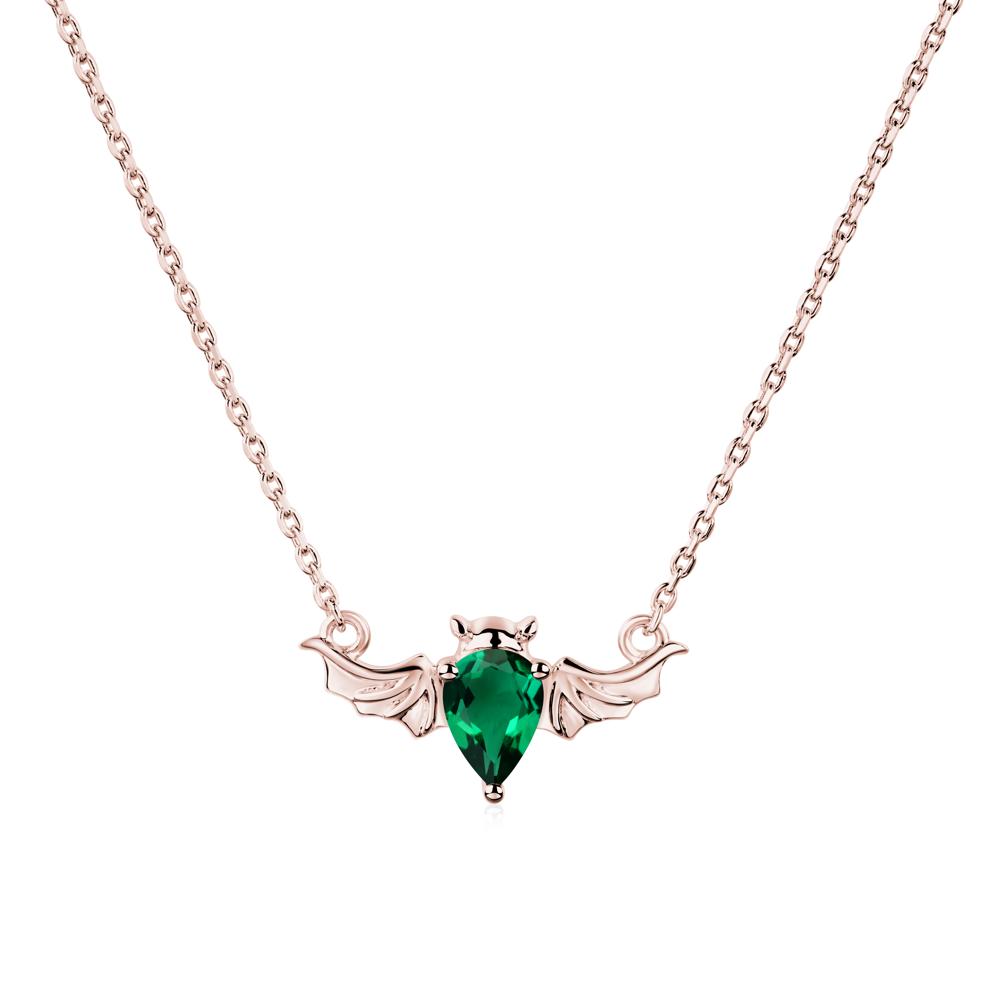 Emerald Gothic Bat Necklace - LUO Jewelry #metal_18k rose gold