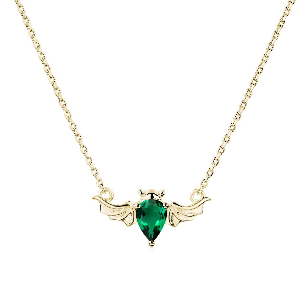 Emerald Gothic Bat Necklace - LUO Jewelry #metal_18k yellow gold