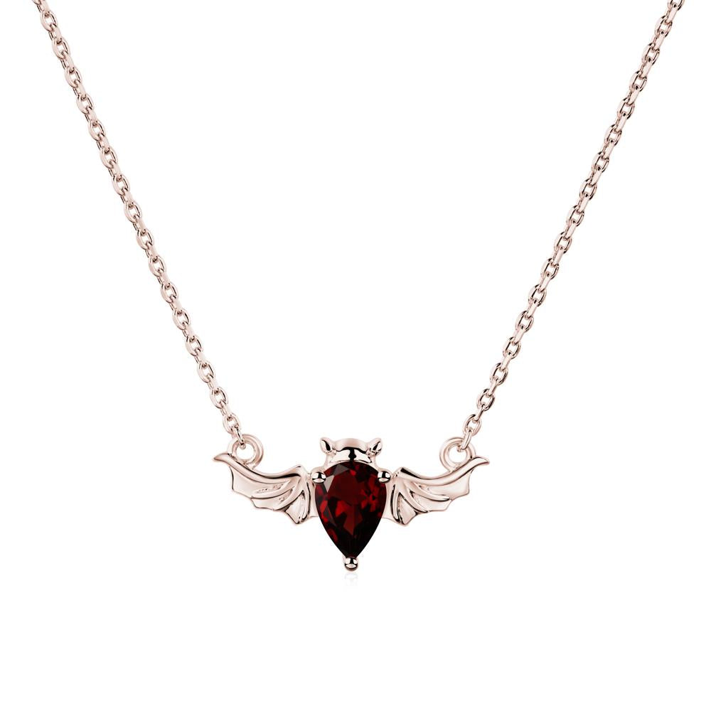 Garnet Bat Necklace Pendant - LUO Jewelry #metal_14k rose gold