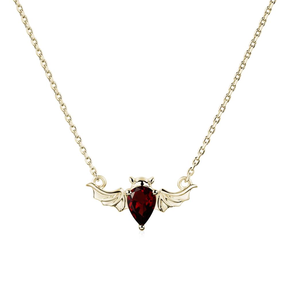 Garnet Bat Necklace Pendant - LUO Jewelry #metal_14k yellow gold