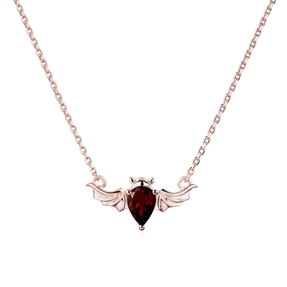 Garnet Bat Necklace Pendant - LUO Jewelry #metal_18k rose gold