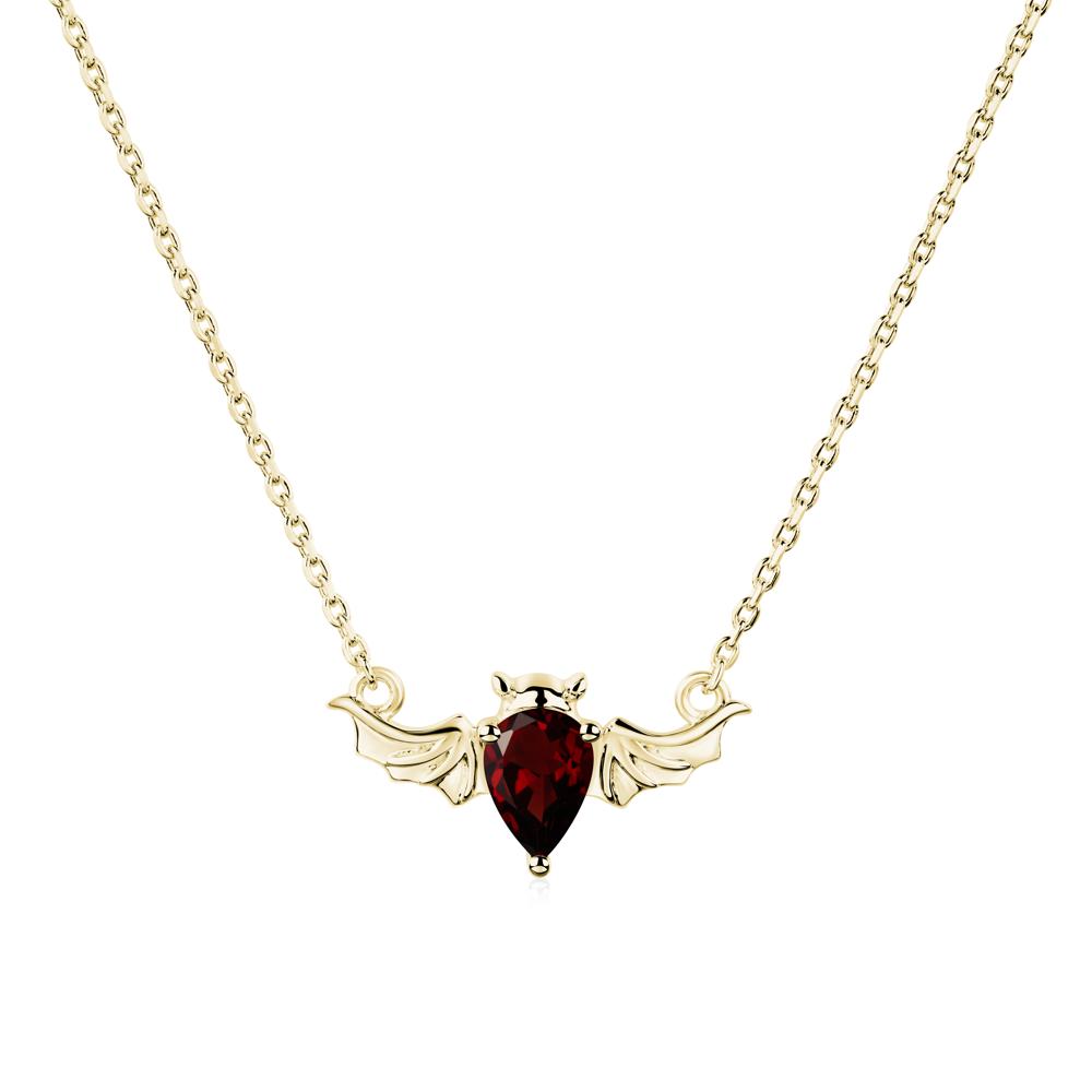 Garnet Bat Necklace Pendant - LUO Jewelry #metal_18k yellow gold