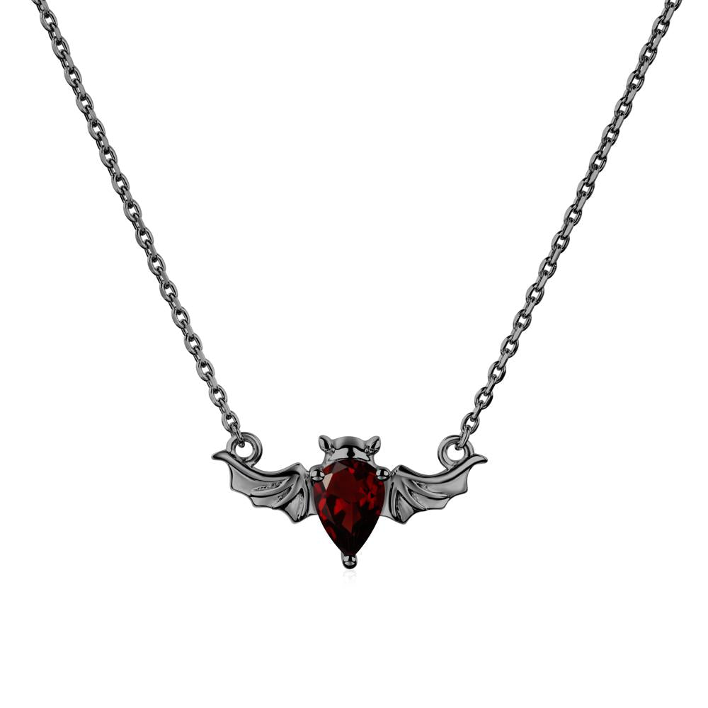 Garnet Bat Necklace Pendant - LUO Jewelry #metal_black finish sterling silver