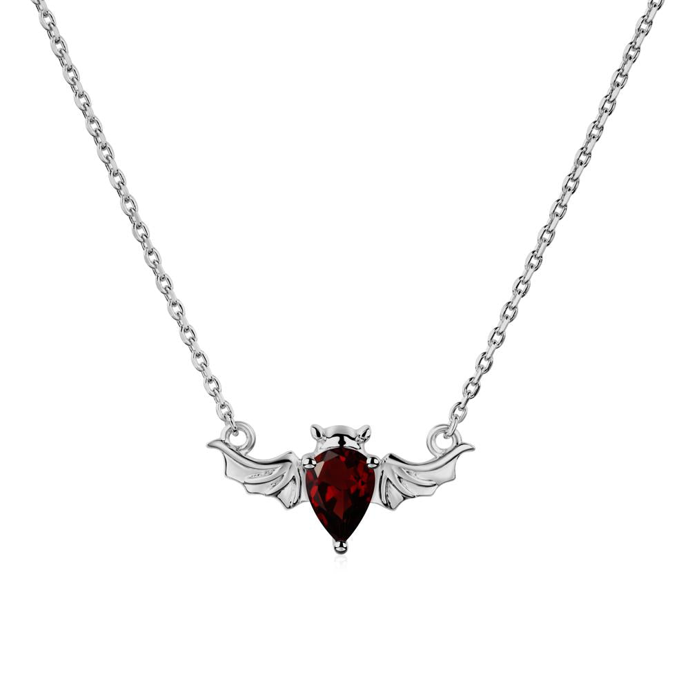 Garnet Bat Necklace Pendant - LUO Jewelry #metal_platinum