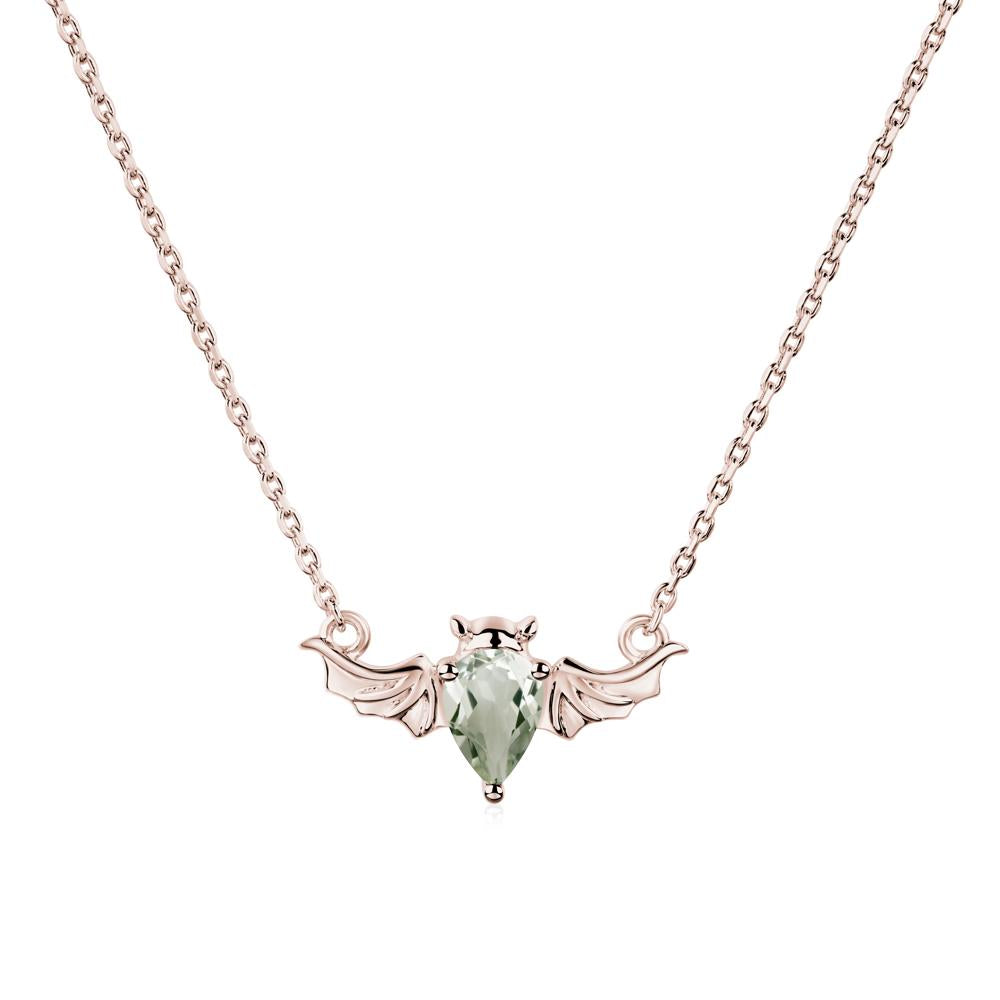 Green Amethyst Bat Necklace - LUO Jewelry #metal_14k rose gold