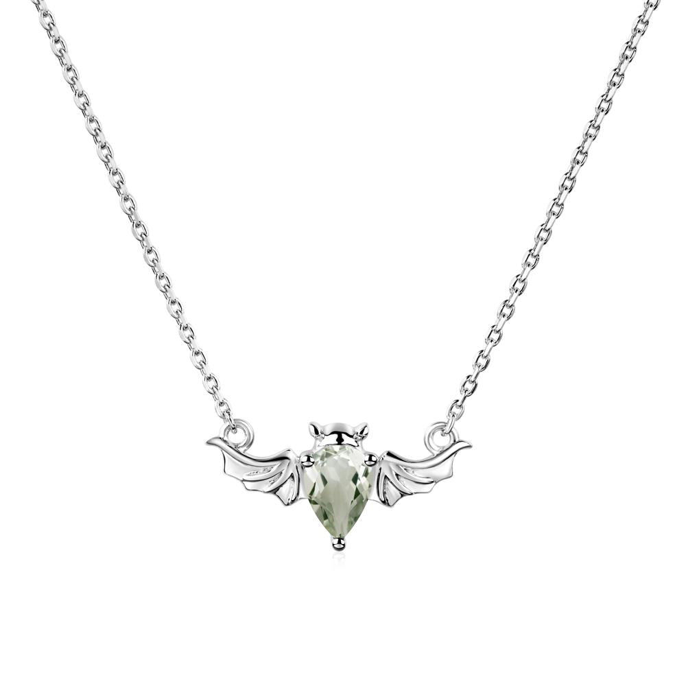 Green Amethyst Bat Necklace - LUO Jewelry #metal_14k white gold