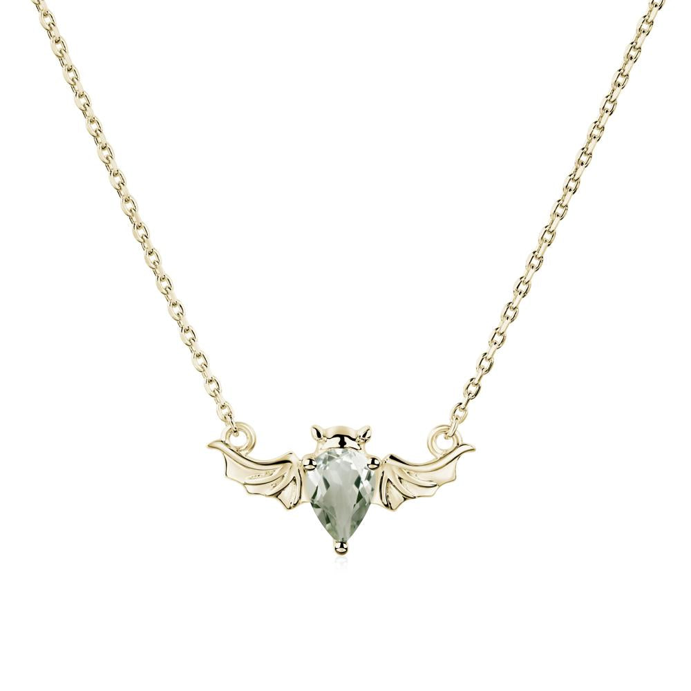 Green Amethyst Bat Necklace - LUO Jewelry #metal_14k yellow gold