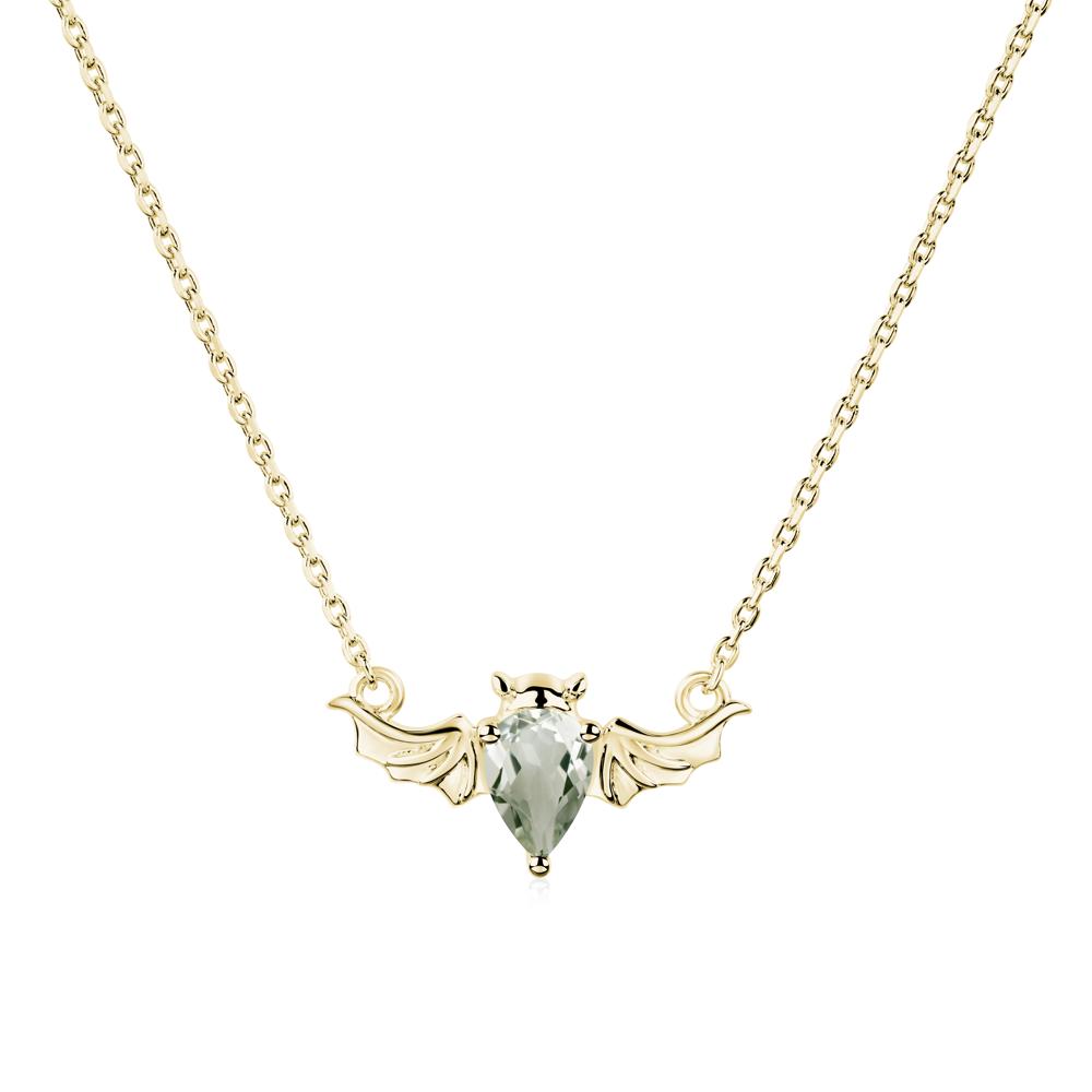 Green Amethyst Bat Necklace - LUO Jewelry #metal_18k yellow gold