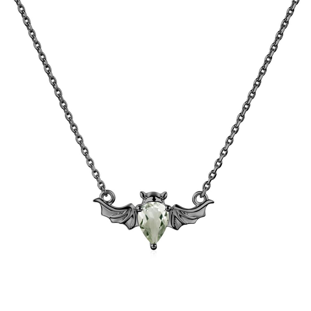 Green Amethyst Bat Necklace - LUO Jewelry #metal_black finish sterling silver