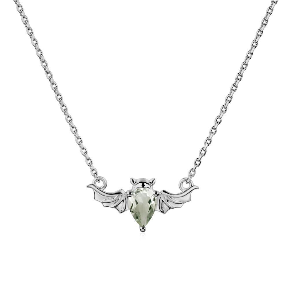 Green Amethyst Bat Necklace - LUO Jewelry #metal_platinum