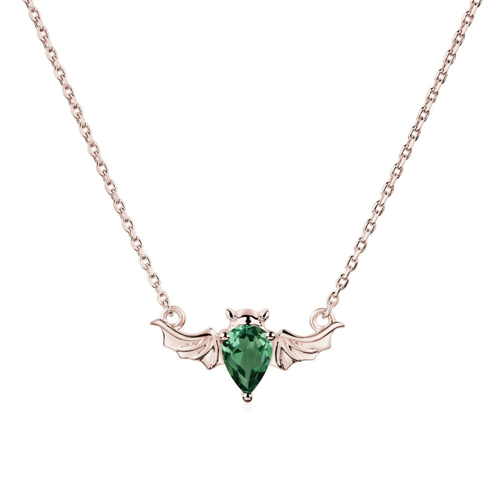 Green Sapphire Bat Wing Necklace - LUO Jewelry #metal_14k rose gold