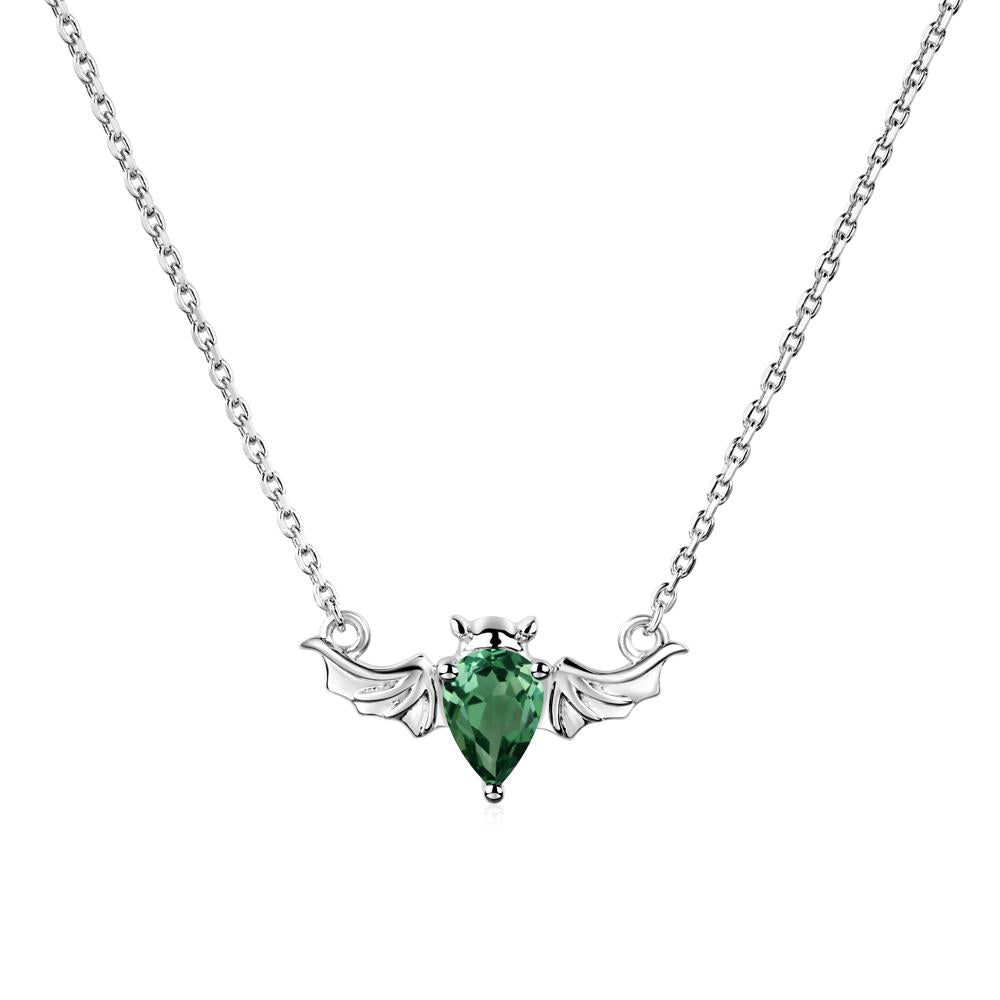 Green Sapphire Bat Wing Necklace - LUO Jewelry #metal_14k white gold