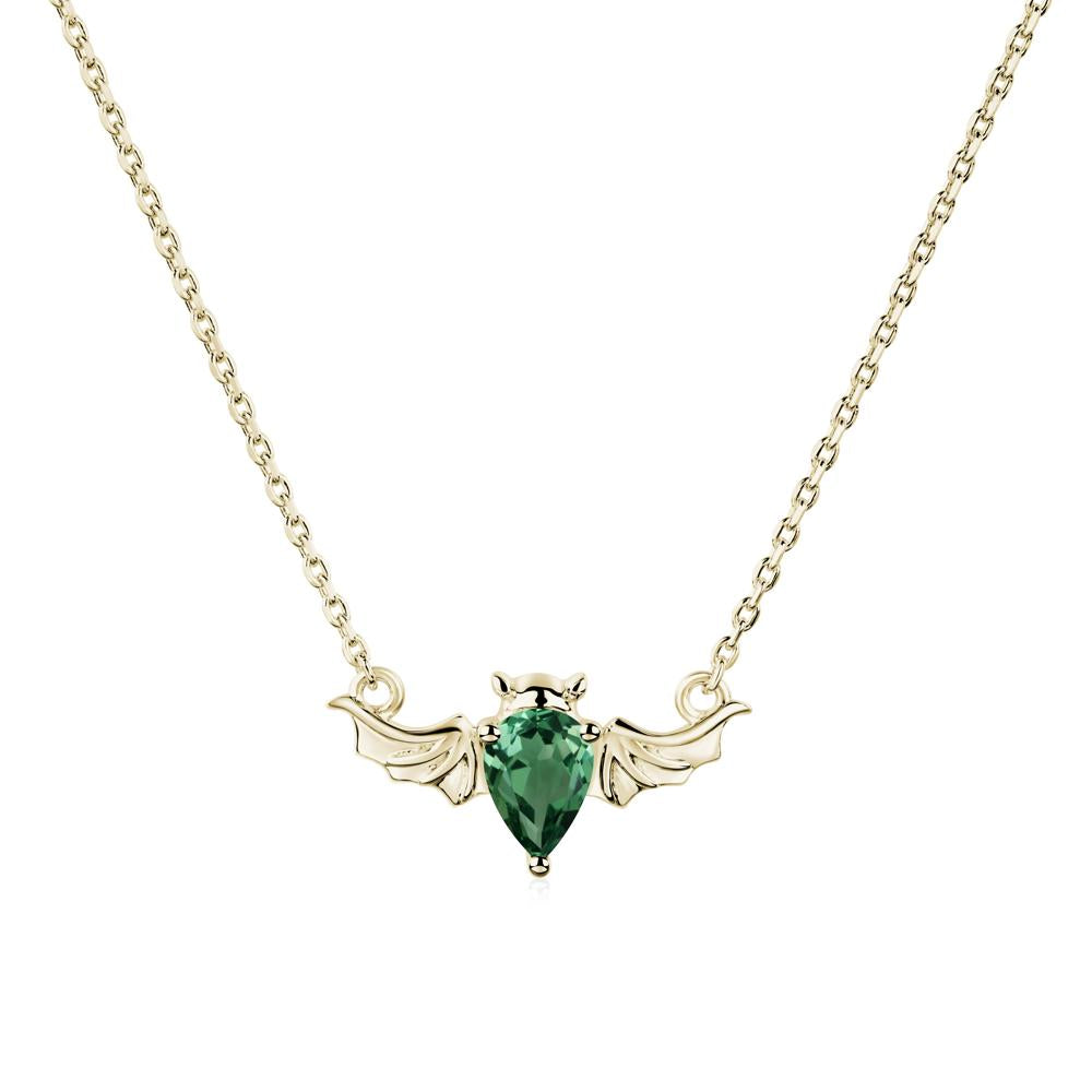 Green Sapphire Bat Wing Necklace - LUO Jewelry #metal_14k yellow gold