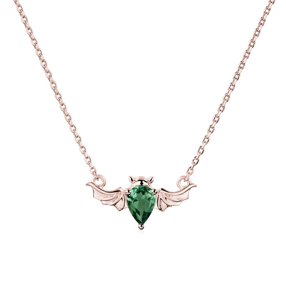 Green Sapphire Bat Wing Necklace - LUO Jewelry #metal_18k rose gold