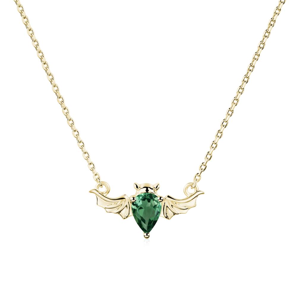 Green Sapphire Bat Wing Necklace - LUO Jewelry #metal_18k yellow gold