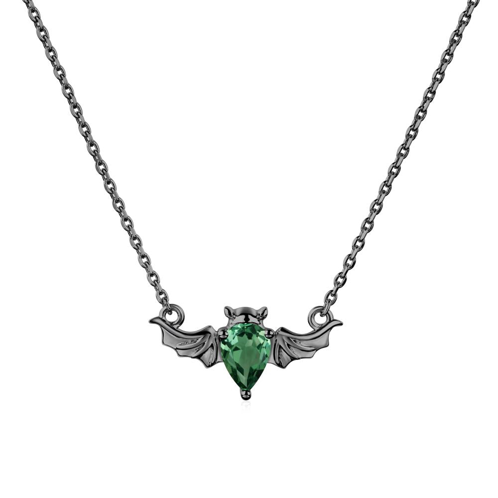 Green Sapphire Bat Wing Necklace - LUO Jewelry #metal_black finish sterling silver