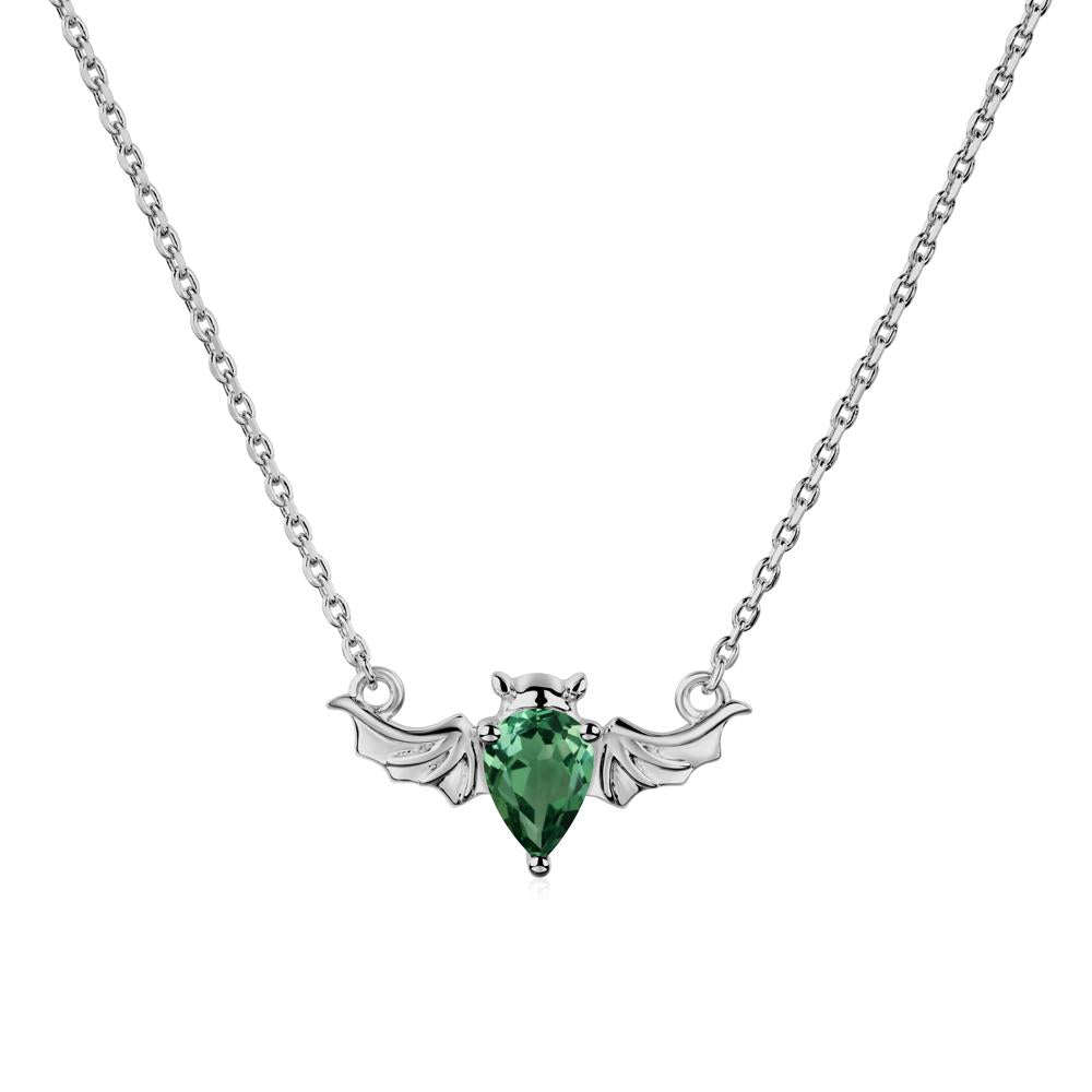 Green Sapphire Bat Wing Necklace - LUO Jewelry #metal_platinum