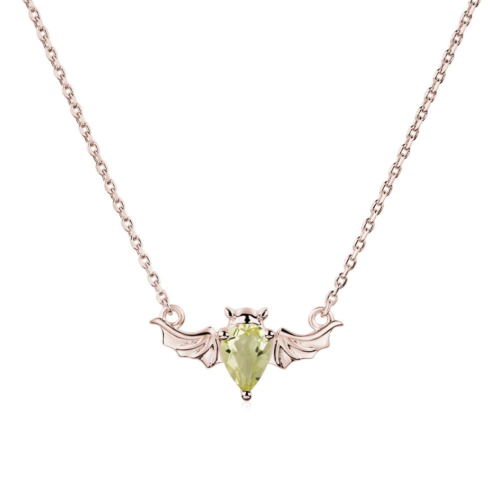 Lemon Quartz Gothic Bat Necklace - LUO Jewelry #metal_14k rose gold