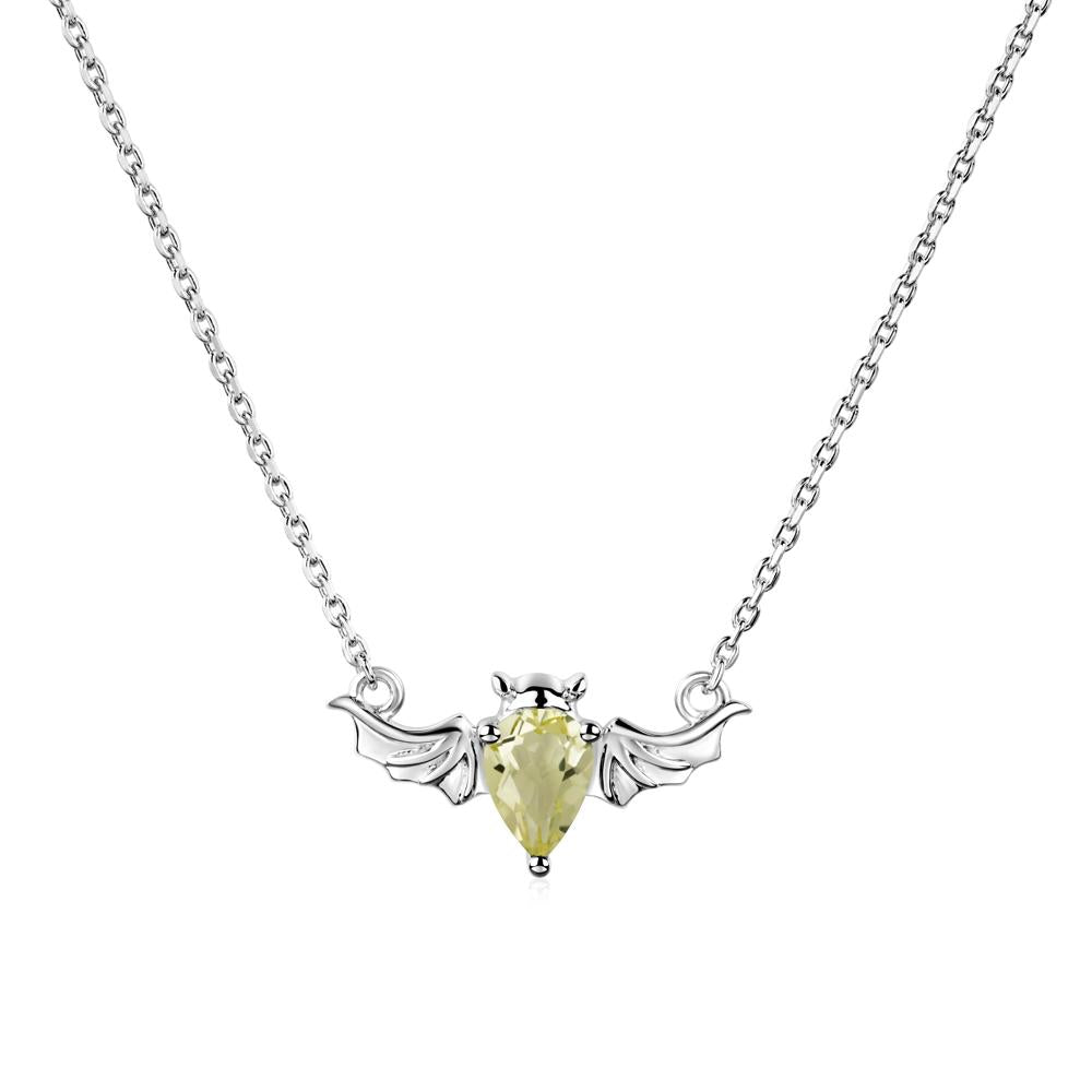 Lemon Quartz Gothic Bat Necklace - LUO Jewelry #metal_14k white gold