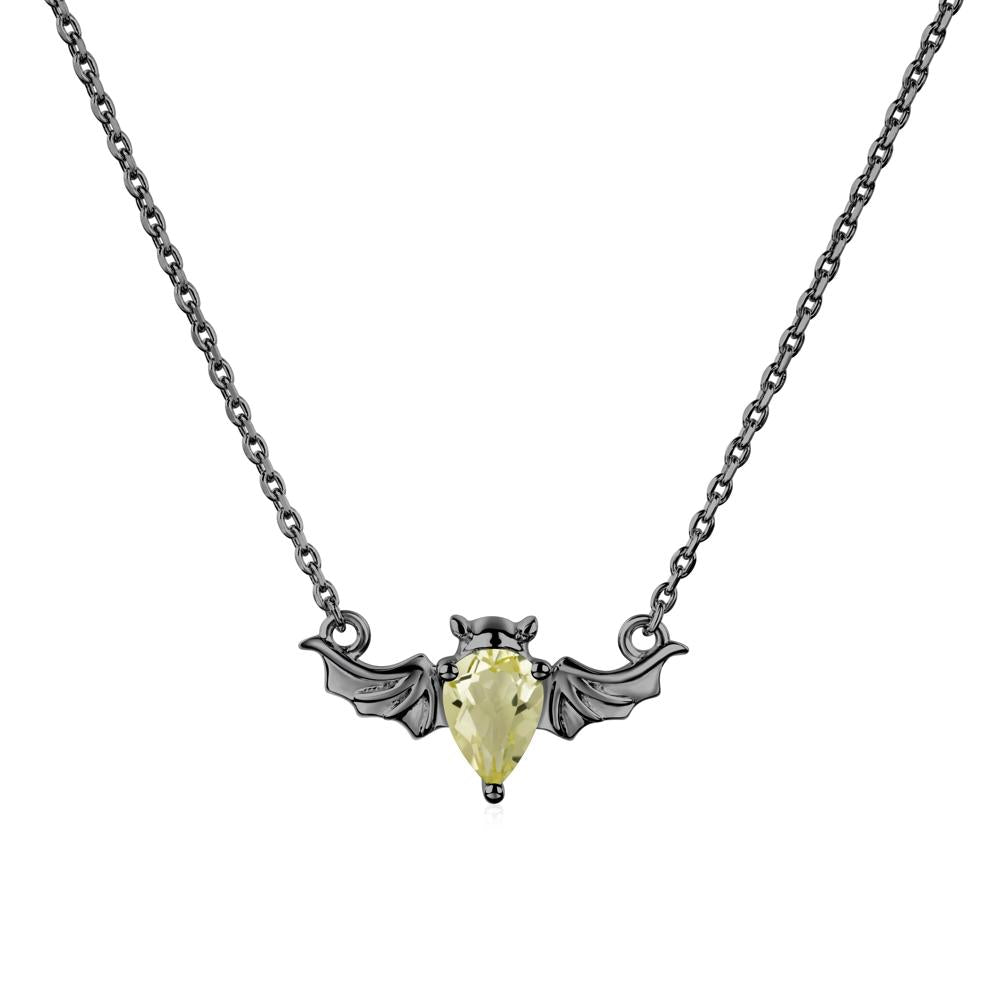 Lemon Quartz Gothic Bat Necklace - LUO Jewelry #metal_black finish sterling silver