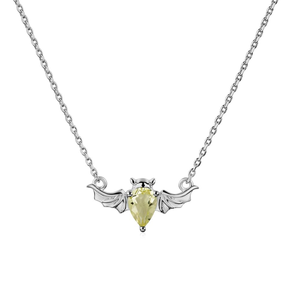 Lemon Quartz Gothic Bat Necklace - LUO Jewelry #metal_platinum