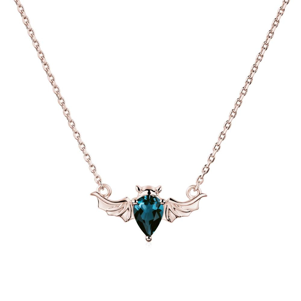 London Blue Topaz Bat Necklace Pendant - LUO Jewelry #metal_14k rose gold