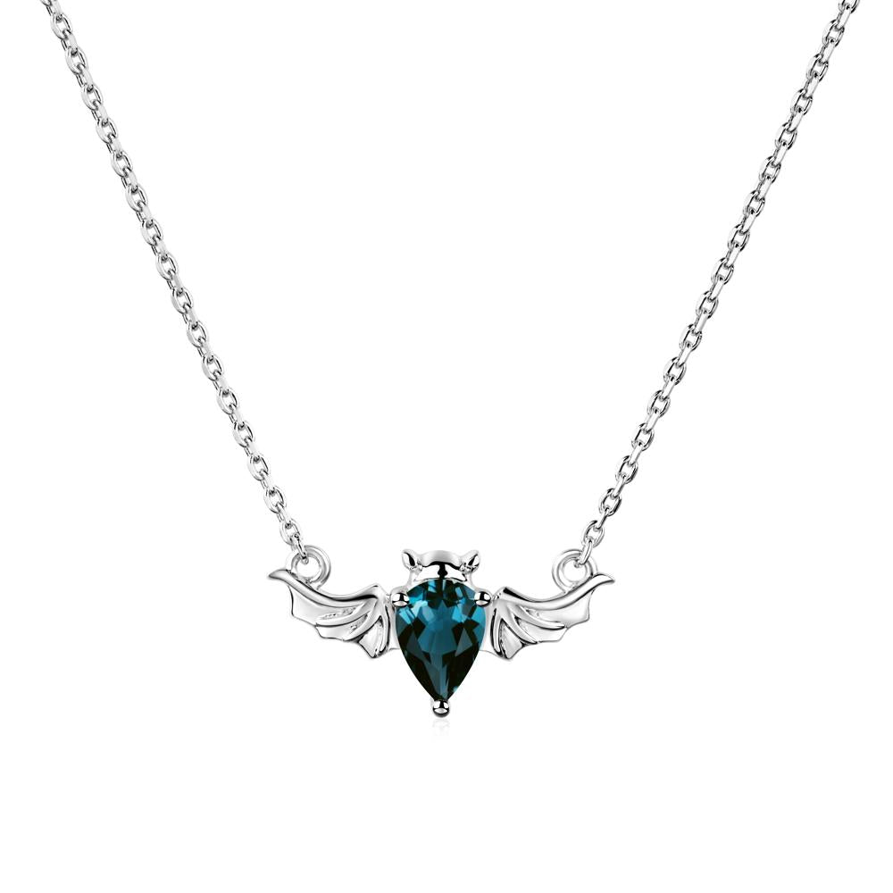 London Blue Topaz Bat Necklace Pendant - LUO Jewelry #metal_14k white gold