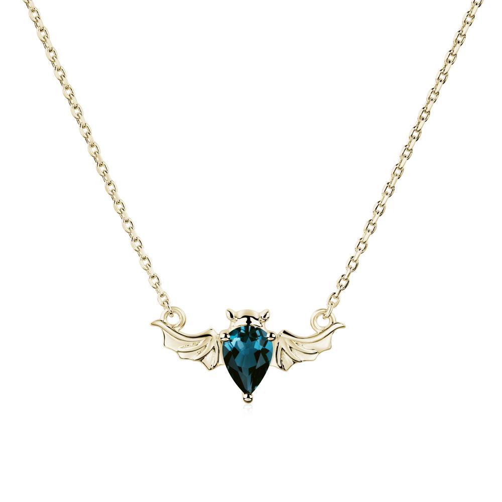 London Blue Topaz Bat Necklace Pendant - LUO Jewelry #metal_14k yellow gold