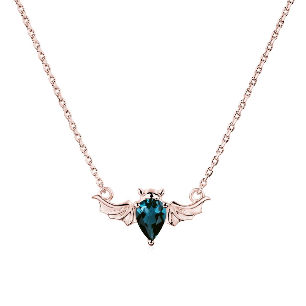 London Blue Topaz Bat Necklace Pendant - LUO Jewelry #metal_18k rose gold