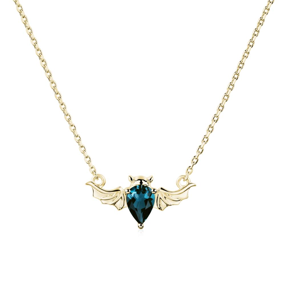 London Blue Topaz Bat Necklace Pendant - LUO Jewelry #metal_18k yellow gold