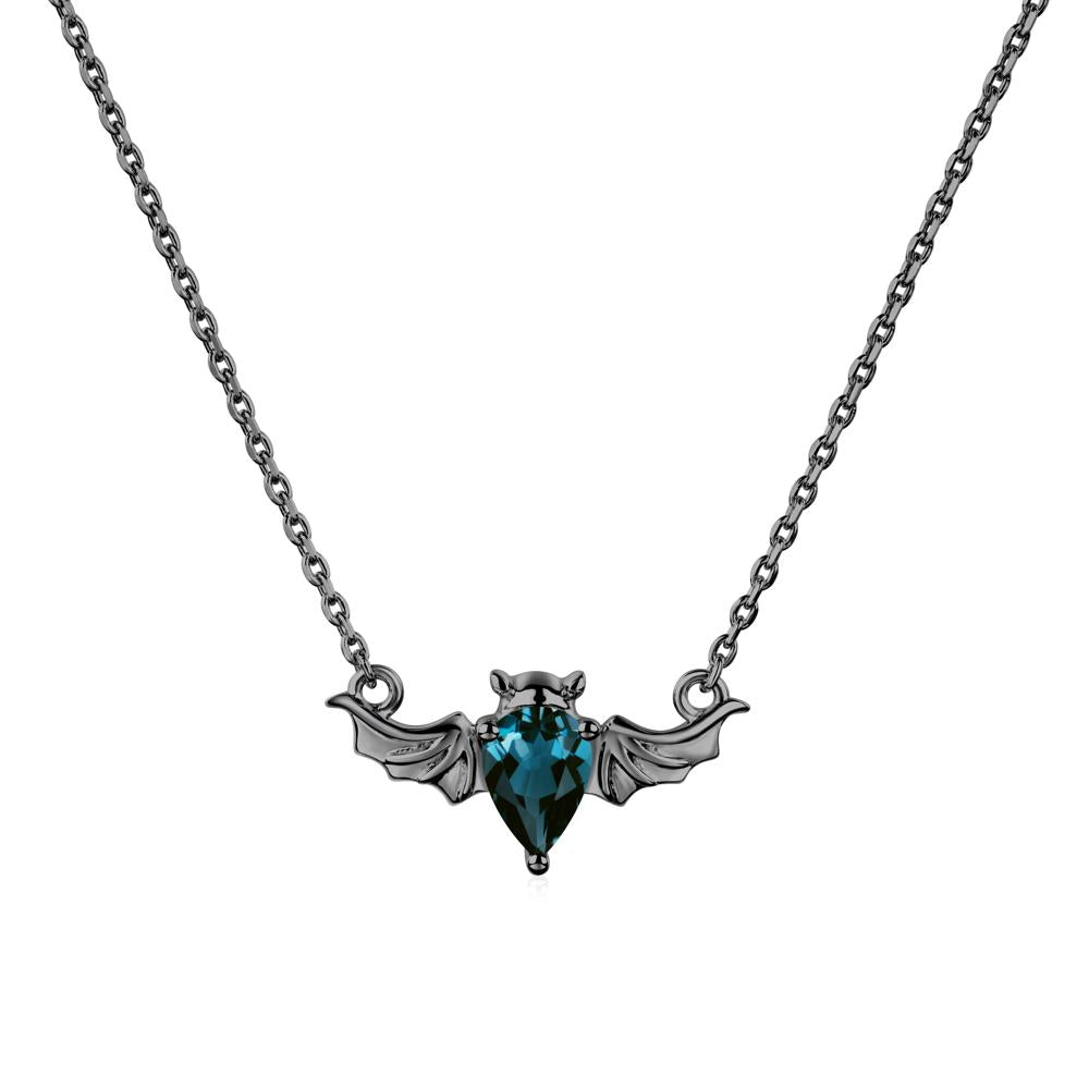 London Blue Topaz Bat Necklace Pendant - LUO Jewelry #metal_black finish sterling silver