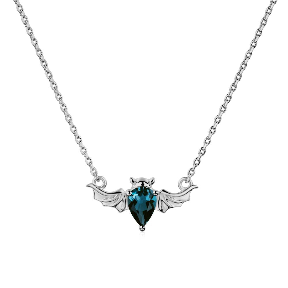 London Blue Topaz Bat Necklace Pendant - LUO Jewelry #metal_platinum