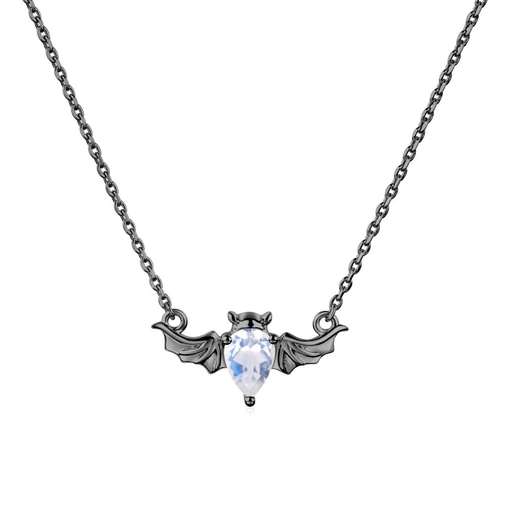 Moonstone Bat Necklace - LUO Jewelry #metal_black finish sterling silver